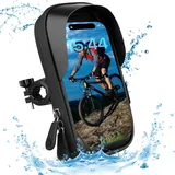 FINEW Handyhalterung Fahrrad Wasserdicht, Handytasche Fahrrad Motorrad 360°Drehbarem, MTB Rennrad Ebike Handytasche Fahrradlenker, Fahrradhalterung Lenkertasche für 4.7-7 Zoll Smartphone - Schwarz