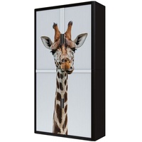 Rollladenschrank Motiv Giraffe silber, easyOffice, 110x204x41.5 cm