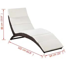 vidaXL Sonnenliege 162 x 64 x 86 cm braun/cremeweiß klappbar