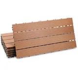 Clanmacy Holzfliesen Terrassenfliesen Fliesen Balkon Garten Holzdielenoptik 60x30 18 St., 18 St., mit klicksystem für Terrassen und Balkon braun