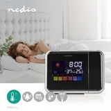 nedis WEST103BK Projektionsuhr mit Alarm, Hygrometer und Wettervorhersage
