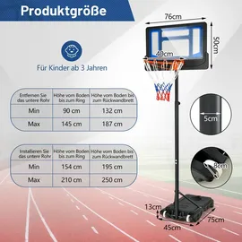 Costway Basketballständer 90-210 cm Blau/Schwarz