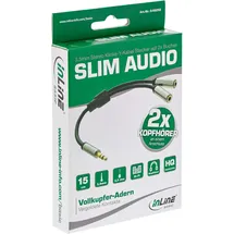InLine Slim Audio Y-Kabel 3,5mm Klinke ST an 2x Klinke BU 0,15m (S-99250)