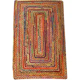 Casa Moro Jute Teppich Esha bunt 80 x 150 cm rechteckig | Teppich-Läufer im Boho-Chic aus Natur-Teppich aus Jute & Baumwolle handgeflochten & genäht | Wohn-Deko Wohn-Teppich | MA5610