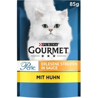 PURINA GOURMET Perle Erlesene Streifen Katzenfutter nass, mit Huhn, 24er Pack (24 x 85g)