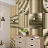 [neu.holz] Akustik-Wandpaneel Vang hell beige 4 St. 60 x 60 cm