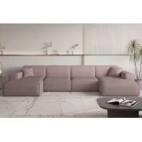 Fun Möbel Wohnlandschaft Sofa U-Form CELES PREMIUM in Stoff Scala Lavendel - Rosa