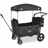 FableKids Bollerwagen Leo X2 Plus, faltbar, 80kg Traglast, 113 x 68 x 130cm (L/B/H), schwarz