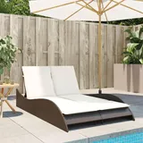 Faroom Sonnenliege für 2 Personen 3-Fach Verstellbar Polyrattan Doppelliege Wetterfest Sonnenbett Outdoor Bett Polyrattan Liegestuhl Garten Relaxliege 114x205x73 cm Braun