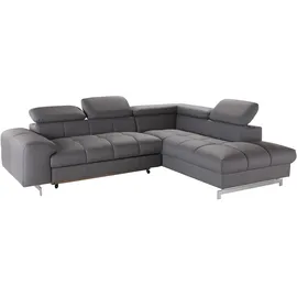 Cotta Ecksofa »Chef L-Form« mit Kopfteilverstellung, edle Metallkufen, wahlweise mit Bettfunktion grau