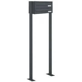 AL Briefkastensysteme Durchwurfbriefkasten 2 Fach RAL 7016 Anthrazitgrau inkl. Zeitungsfach