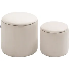 Homcom Sitzhocker Ottomane mit Stauraum Cordoptik 40 x 41 x 40 cm Cremeweiß