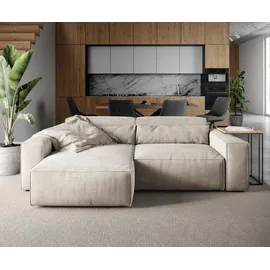 DeLife Eckcouch Cord 230x155 cm Beige