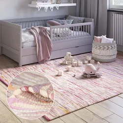 Teppich "Ameer", pink, B:160cm H:10mm L:230cm, Baumwolle, Polyester, MYFLAIR MÖBEL & ACCESSOIRES, Teppiche, Handweb Teppich, 90% Baumwolle, handgewebt, Scandi