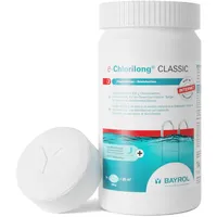 BAYROL e-Chlorilong® CLASSIC 1 kg – langsamlösliche 200 g Chlortabletten für Pool zur Dauerdesinfektion - Aktivchlorgehalt 92 % - alle Filterarten - Dosierschwimmer Pool oder Skimmer