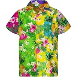 King Kameha Funky Hawaiihemd Kids Kinder Jungs, Kurzarm, Print Pineapple Flowers, Mix, 2 - 2 Jahre