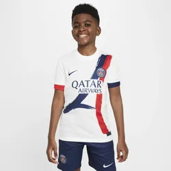 Paris Saint-Germain 2024/25 Stadium Away Nike Replika-Fußballtrikot mit Dri-FIT-Technologie (ältere Kinder) - Weiß, M