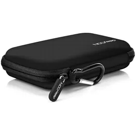 deleyCON Festplattentasche Festplatten Case HDD Case - für 2,5 Zoll Festplatten und SSD - Robust & Stoßsicher - 2 Innenfächer Netztaschen - Schwarz