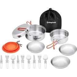 Campinggeschirr Camping Kochset Adventurer II Pro Koch Geschirr Set Stahl Topf EINHEITSGRÖSSE