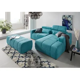 DOMO collection Ecksofa 2-Sitzer Leder L-Form Türkis