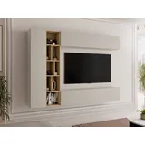 Mirjan24 Wohnwand Kodita, (Komplett-Set, 3x Hängeschrank, Regal), 224x33x160 cm beige