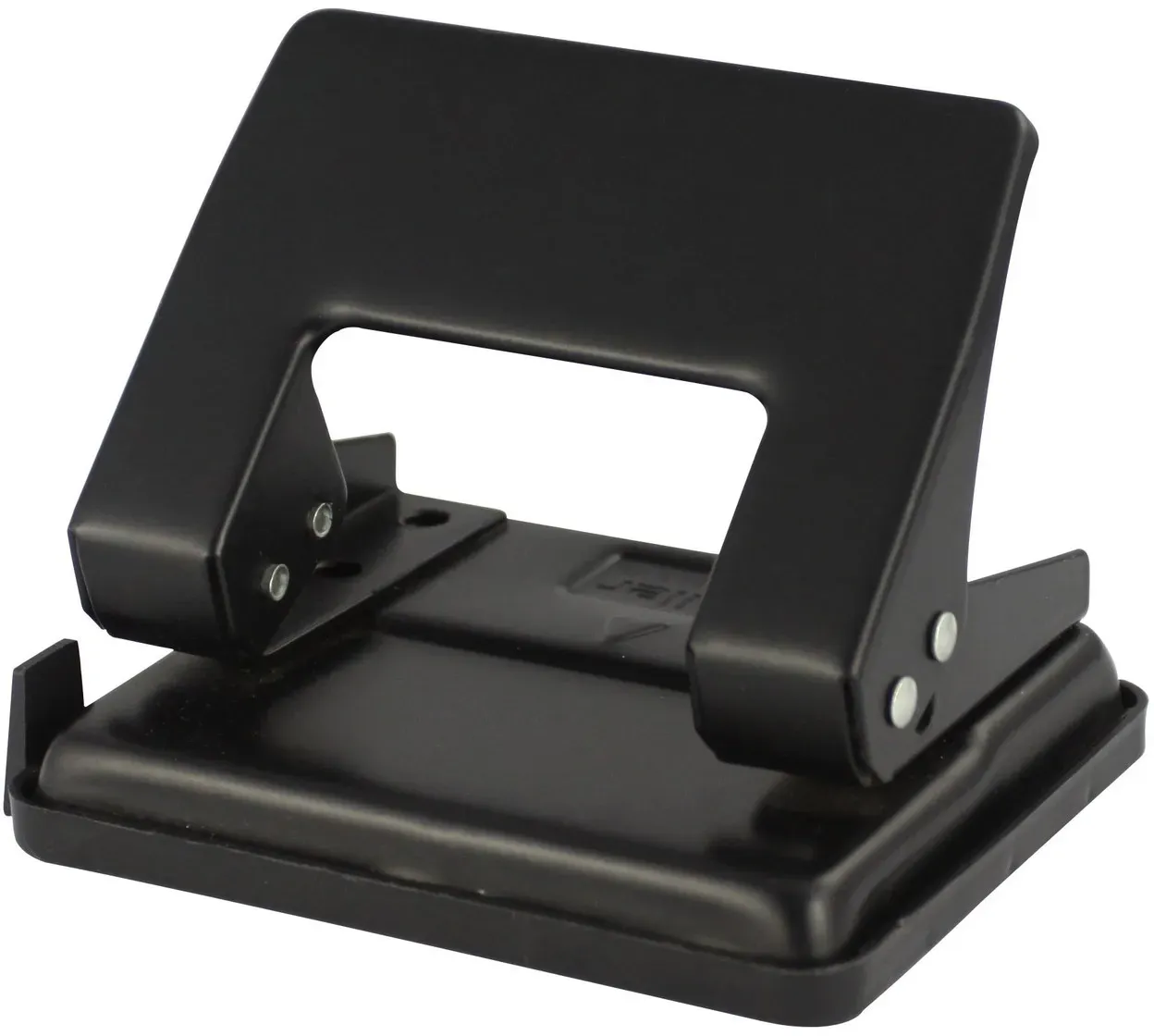 Premium Bürolocher mit Anschlagschiene für 20 Blatt Metallgehäuse, schwarz