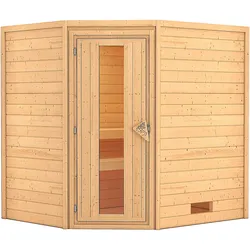 Karibu Woodfeeling Sauna Mia - 38 mm -ohne Dachkranz- Energiesparende Saunatür