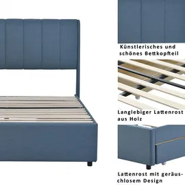 AUTOLOCK Polsterbett 140 x 200 cm Blau