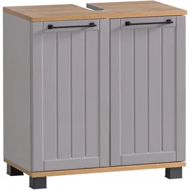 Schildmeyer Waschbeckenunterschrank Jelda 59,8 x 62,4 x 32,6 cm Platingrau/Eiche