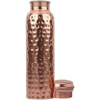 Omnegon Wasserflasche aus reinem Kupfer – 1 l oder 34 Oz, 1er-Pack – Ayurvedische gehämmerte Kupferflasche gut für die Gesundheit