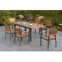 Merxx Gartenmöbel-Set Santorin 7-teilig Stapelsessel & Ausziehtisch