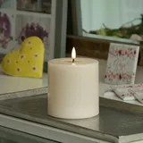 Deluxe Homeart LED Kerze Mia Echtwachs flackernd H: 10cm D: 10cm creme