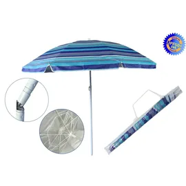 Ellug gestreifter Sonnenschirm 180 x 180 cm Blau/Hellblau/Dunkelblau/Türkis/Weiß