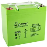 U-Power - Hermetische AGM-Blei-Säure-Batterie 55Ah 12V - Akkus Metrische Schraubklemme M6