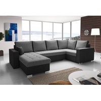 Fun Möbel Couchgarnitur FANO mit Schlaffunktion Otto..Links Schwarz/ Hellgrau
