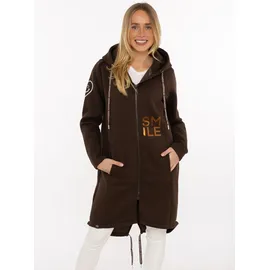 Zwillingsherz Kurzmantel "Alissa Shiny", Damen, Gr. S/M, braun, Sweatware, Obermaterial: 50% Baumwolle, 50% Polyester, bedruckt, bestickt, unifarben, bequem ca.