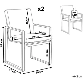 Beliani Gartenstuhl 54 x 89 x 51 cm grau 2 St.