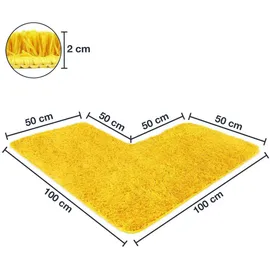 WohnDirect Eckbadematte Gelb 100 x 100 cm
