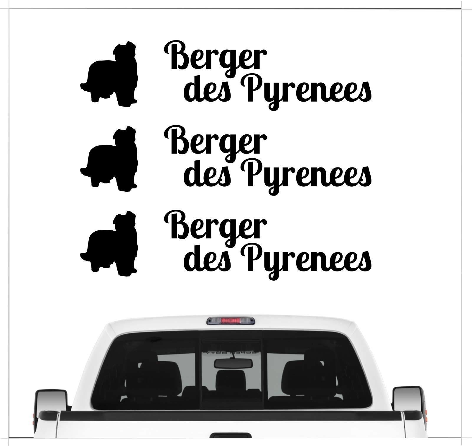 siviwonder Berger des Pyrenees Pyrenäen-Schäferhund - 3er Set Auto Aufkleber Autoaufkleber Hundemotiv Hundeaufkleber autoaufkleber Hund Folie Aufkleber schwarz