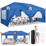 COBIZI Pavillon 3x6 Faltpavillon Wasserdicht Stabil Winterfest mit 6 Seitenteilen Partyzelt Klappbar 3x6m UV-Schutz 50+ Pop Up Gartenpavillon 3x6 Faltzelt für Garten, Party, Hochzeit, Markt, Blau