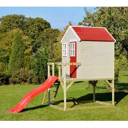 Wendi Toys Holz Stelzenhaus Tiger | mit Rutsche | 310x350x242 cm