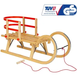 Holzschlitten AD323 95 CM Schlitten, AD303 Holzschlittenlehne und AD300 Schnur braun NO SIZE