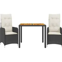 vidaXL Garten-Bistro-Set 3-tlg. Schwarz