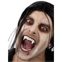 Fun World Kostüm Herausfahrbare Vampirzähne - Zahnblende aus Kunsts, Du entscheidest, wann die spitzen Zähne ausfahren! weiß