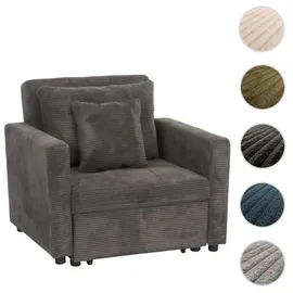 MCW Schlafsessel MCW-L90, Klappsessel Gästebett Relaxsessel, Liegefläche 200x100cm Stoff/Textil Cord ~ dunkelgrau