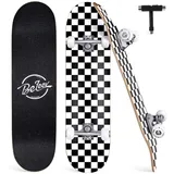 BELEEV Skateboard 31x8 Zoll Komplette Cruiser Skateboard für Kinder Jugendliche Erwachsene, 7-Lagiger Kanadischer Ahorn Double Kick Deck Concave mit All-in-one Skate T-Tool für Anfänger