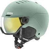 Uvex Wanted Visor Skihelm für Damen und Herren - Filterkategorie 2 - optimierte Belüftung - Oxid Green matt 54-58 cm