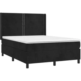 vidaXL Boxspringbett mit Matratze & LED Schwarz 140x200 cm Samt