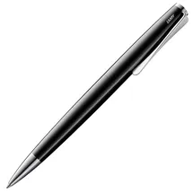 Lamy studio pianoblack Kugelschreiber – universeller Kuli in elegantem Gehäuse aus Edelstahl – mit propellerförmigem Clip – inkl. Großraummine M 16 in Stichbreite M in schwarz