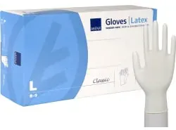 ABENA® Classic Einmalhandschuhe Latex, puderfrei 438999 - Karton , 1 Karton = 10 Packungen à 100 Handschuhe, Größe L (9)